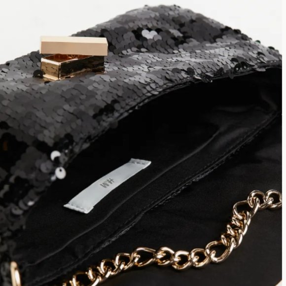 H&M black sequin shoulder bag 9.5"X4.25"X1.5" - Picture 4 of 4